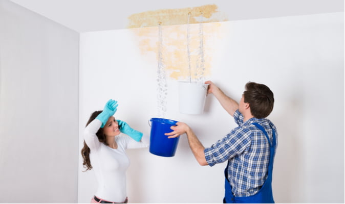 Collecting Water from a Water Damaged Ceiling