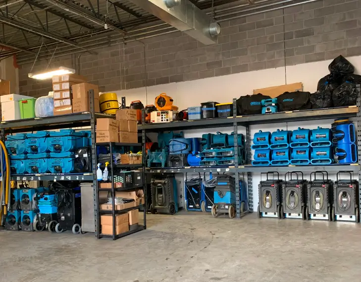 neatly arranged restoration service tools and equipments