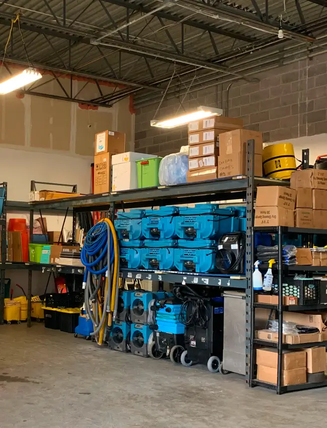 stacked of arranged restoration service tools and equipments